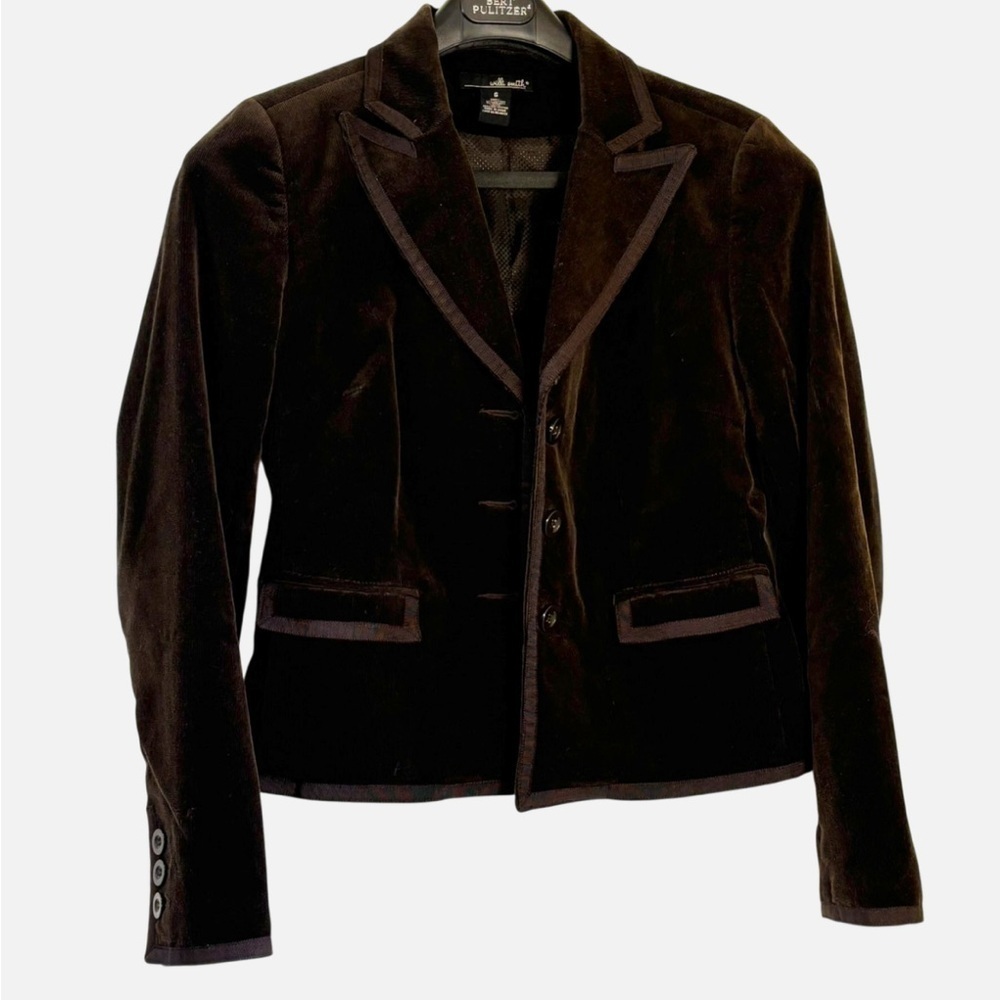 Women’s Corduroy Jacket Sz 6 Chocolate Brown Y2K Dark Academia Office Siren